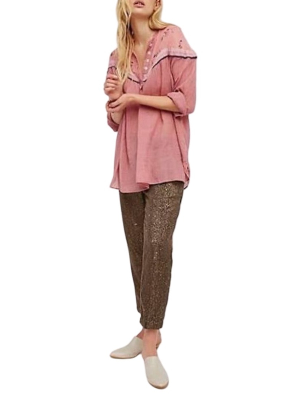 🩰Free People Hearts & Colors Tunic in Rose Pink, Size Large